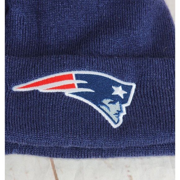 Navy Blue New England Patriots Embroidered Graphic Warm Scully Football Hat - Picture 10 of 11